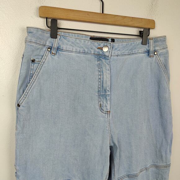 Wildfang Essential Work Denim Pant Womens Large Light Wash Carpenter Jeans - Picture 2 of 14